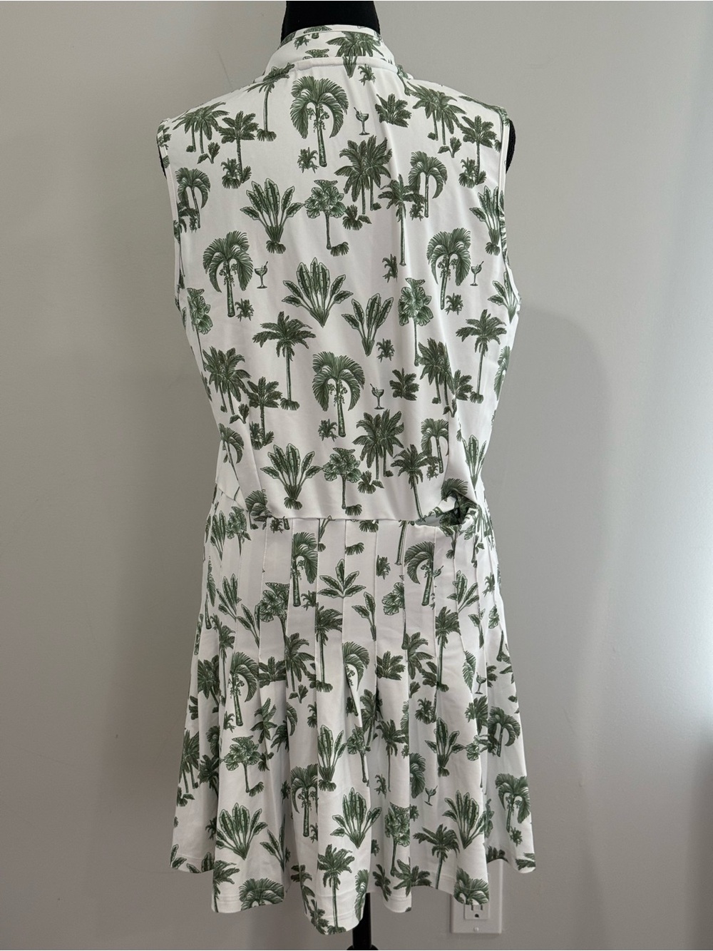 Smith&Quin XLSleeveless White Dress with Green Palm Print w Pocket 393 - Picture 4 of 9